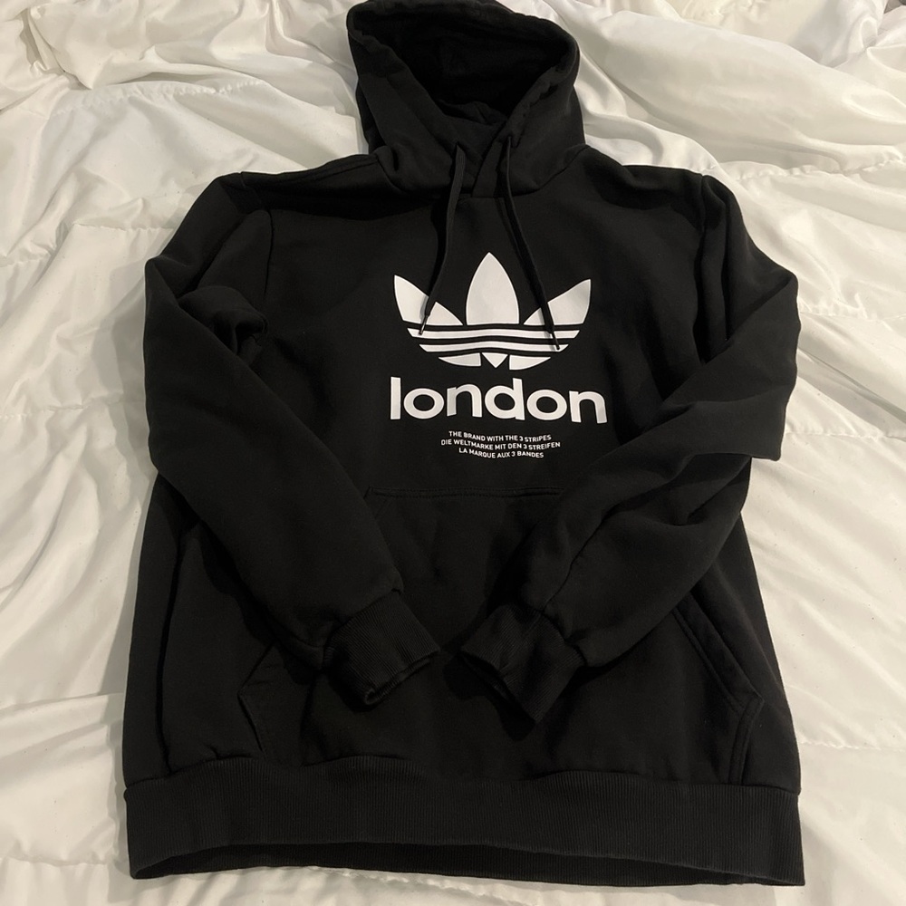 Adidas Men’s Black London Trefoil Pullover Hoodie LG